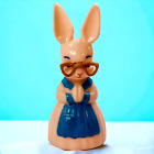 Vintage Knickerbocker Plastic Bunny Rabbit Easter Hard Apron Glasses Girl MCM 5"