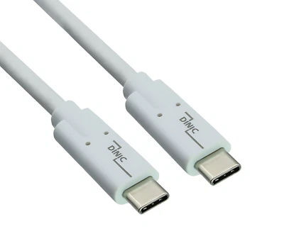 DINIC USB 3.2 Kabel Typ C-C Stecker, unterstützt 100W (20V/5A) Aufladung, weiß - Bild 1 von 3