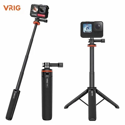 VRIG TP-08 Portable Selfie Stick Handheld Tripod Stand for GoPro 12 11 10 9 DJI - Image 1 of 4