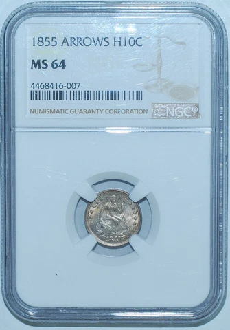 1855 NGC MS64 Arrows Liberty Seated Half Dime H10C Cover