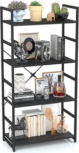 4 Tier Bookshelf, Tall Bookcase, Office Shelf Storage Organizer, Modern Book She - Picture 1 of 7