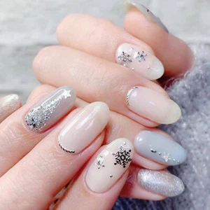 Christmas Nail Stickers Silver Winter Shiny Snowflakes Hologram Art Manicure - Picture 1 of 6