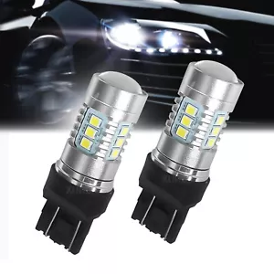 2X T20 7443 7440 WHITE LED BRAKE STOP TAIL LIGHT BULBS GLOBE BRIGHT ERROR FREE - Picture 1 of 8