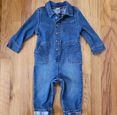 De Colección Oshkosh B’Gosh Mameluco Talla 18 Meses Denim Niño Pequeño Mono Jeans Foto 1 de 4