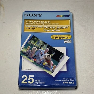 Sony SVM-25LS PHOTO PAPER 25 Prints 4"x 6" Postcard Size Color Printing Pack New - Image 1 of 4