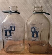 Vintage Lawson's Half Gallon Glass Milk Jug with Blue Letters