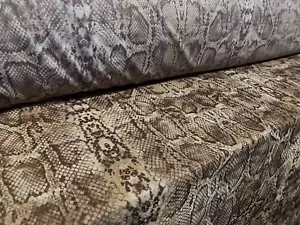 Chiffon Jersey Fabric , Per Metre - Snakeskin Print - Brown - Picture 1 of 4