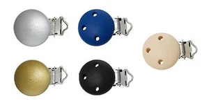 Clip Pince Attache Tetine en Bois Rond 3cm Couleur au Choix Couleur unique 3 cm - Imagen 1 de 6