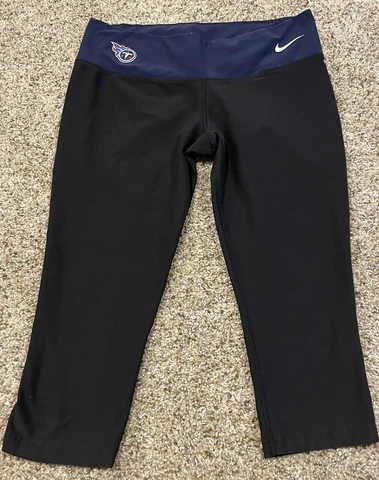 NFL Team Apparel Nike Capri Leggings Size Large Black With Blue Tennessee Titans Cover