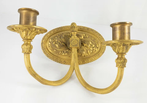 Antique Fine Ormolu Gilt Bronze Lighting Sconce Electrified Caldwell New York Cover