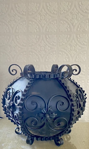 Vtg Spanish Iron Gothic Shade Cover Pendant Ceiling Light Fixture Hexagon Decor Cover