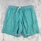 Chubbies Swim Trunks Men Large Teal Green All Over Print Fighter Jet Lined
