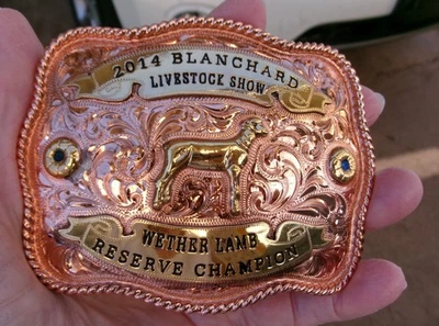 LONE STAR SILVERSMITH BLANCHARD LIVESTOCK SHOW CHAMPION LAMB BELT BUCKLE 2014 - Image 1 of 4