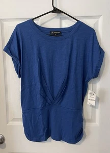 INC INTERNATIONAL CONCEPTS Women Blue Cap Sleeve T-Shirt Size M NWT - Picture 1 of 5