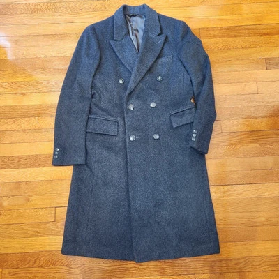 American Male Polo Coat Gray Wool Cashmere Double Breasted Long  Overcoat  42  - Image 1 of 4