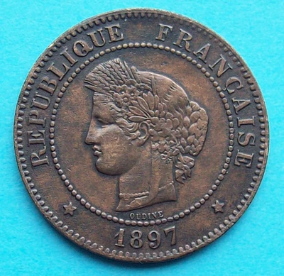 PIÈCE DE MONNAIE 5 CENTIMES 1897 A CÉRÈS FRANCE - Photo 1/2