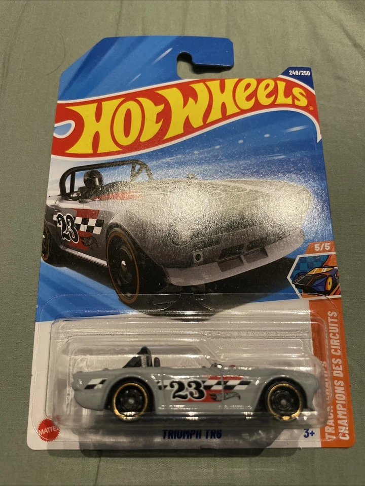 Hot Wheels 2025 Case Q Triumph TR6 Treasure Hunt RTH Grey - Int. Card #249 - Image 1 of 2