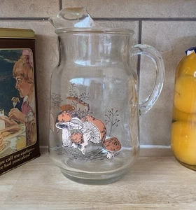 Retro Libbey Merry Mushroom Heavy Glass Pitcher 9.5” Tall - Picture 1 of 6