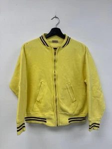 Chaqueta deportiva vintage para hombre mediana amarilla cremallera ribete universitario a rayas años 60 - Imagen 1 de 6