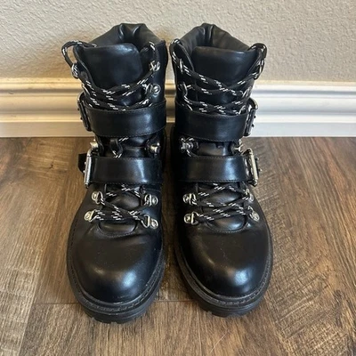 Botas de motociclista de combate gótico sin marca negras para mujer talla 5 excelente estado usadas Foto 1 de 4