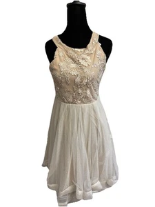 Girls Size 16 Gold Embroidered Sparkle Tea Party Dress Up Dress Sleeveless Lined - Picture 1 of 19