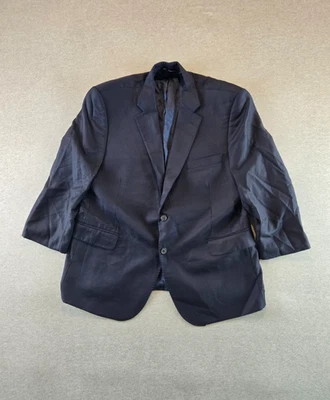 Blazer masculino Ermenegildo Zegna 44R azul marinho 2 botões 100% lã feito na Itália - Imagem 1 de 4