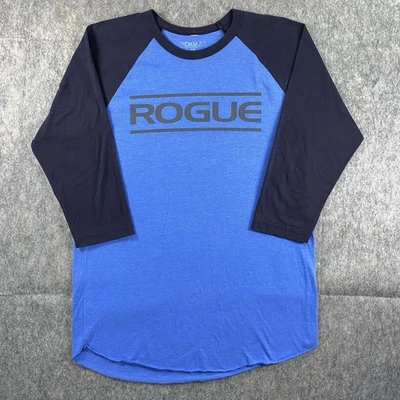 Rogue Fitness 3/4 Sleeve T-Shirt Men's Medium Baseball Raglan Gym Train Blue - Image 1 of 4