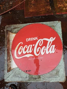 PORCELIAN COCA-COLA ENAMEL SIGN SIZE 20X20 INCHES - Picture 1 of 2
