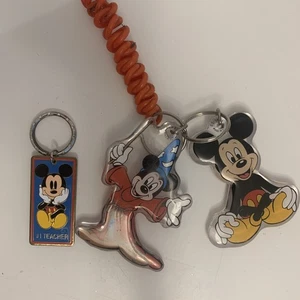 Disney Fantasia Sorcerer Magic Hat & Wand Mickey Mouse Lucite 4" Keychain Lot 3 - Picture 1 of 11