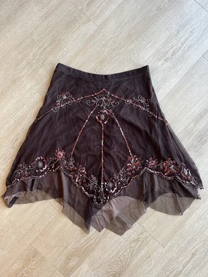 Arden B Brown Beaded Sequin Embroidered Skirt Boho Y2K Fairy Party Size 8 - Image 1 of 4