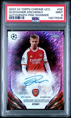 2023-24 TOPPS CHROME UEFA PINK SHIMMER #OZ OLEKSANDR ZINCHENKO 16/250 PSA 9 AUTO - Image 1 of 2