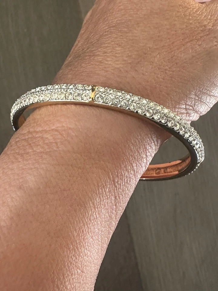 Brazalete Brazalete Swarovski Cisne Cristal Pavé Tono Dorado 2 Filas Transparente Para Mujer Foto 1 de 4