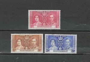 MONTSERRAT , 1937 , GEORGE VI CORONATION , SET OF 3 STAMPS , PERF , VLH - Bild 1 von 1