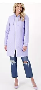 Nuage Zip-Front Quilted Jacket with Knit Hood Lavender size Medium A586709 - Picture 1 of 4