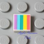 NEW Lego 1x1 RAINBOW TILE - White Square Tile Pastel Stripes Happy Love Tile