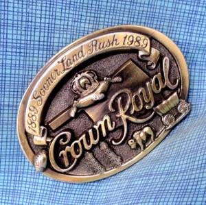 1889 Sooner Land Rush 1989 Belt Buckle Crown Royal OK Commemorative Vtg .QRT860 - Picture 1 of 9