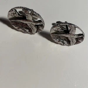 Pheasants in Flight Vintage Cuff Links bird animal hunting Silver Tone - Picture 1 of 6