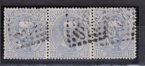 1872 - España - Amadeo I - Edifil 121 - 10 c - Matasello Frances - tira de 3 - Picture 1 of 2