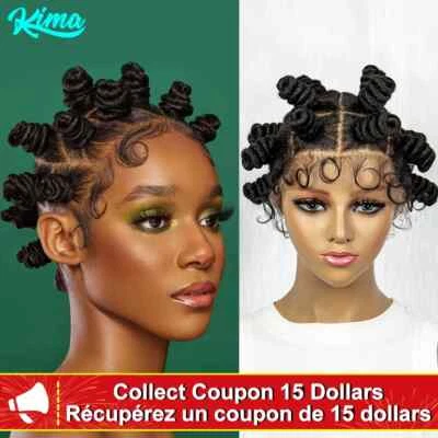 Peluca trenzas sin nudos caja sintética cabello trenzado torcido moños peluca encaje completo Foto 1 de 4