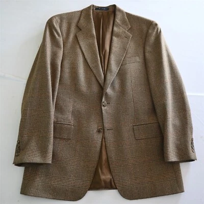 Vtg Ralph Lauren 42L Tall Brown Glenn Check Tweed Blazer Jacket Sport Coat - Image 1 of 4