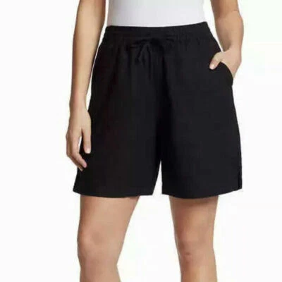 Pantalones Cortos Para Mujer Gloria Vanderbilt Mezcla de Lino Cintura Elástica Talla S Negros Foto 1 de 4