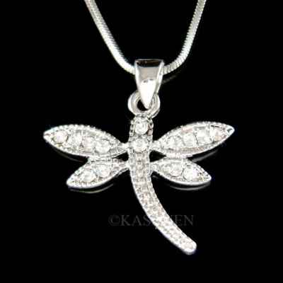 Elegante Libellula IN Swarovski Cristallo Natura Insetto Bug Collana Gioielli - Immagine 1 di 2