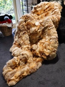 A Beautiful Thick & Heavy  - Natural Red  Fox Fur Throw - The Warmest  of Furs