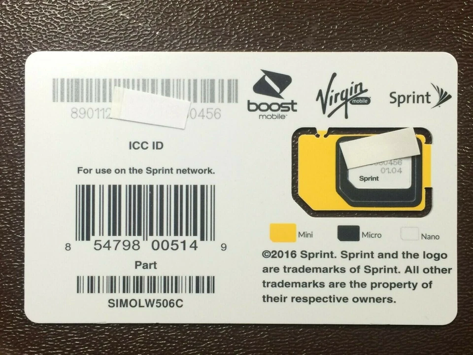 SPRINT  SIM CARD  SIMOLW506C (Nano, Micro, and Mini size) - Image 1 of 1