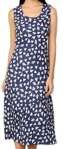 Adini Soft Poly with a Rayon Feel Triangle Print Sleeveless Dress in Navy/White - Picture 1 of 4