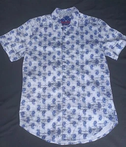  Robert Graham Kellenberg Short Sleeve Blue Button Dress Shirt Mens Size S - Picture 1 of 4