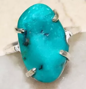 Natural Tibetan Turquoise 925 Solid Sterling Silver Ring Jewelry Sz 7.5 @B13-3 - Picture 1 of 2
