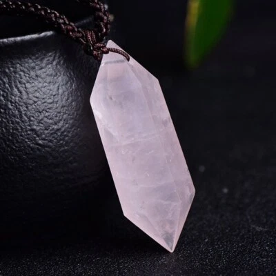 Natural Rose Quartz Crystal Pendant Necklace for Love Trust Healing Handmade - Image 1 of 4