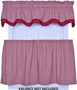 SET TENDA A STRATI Ellis Logan Check cucina cotone Gingham rosso intenso 68X36 NUOVO - Foto 1 di 11