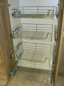 4 X Pull out Wire Basket Chrome Kitchen - Bedroom Drawer Storage (500 or 600mm) - Picture 1 of 3